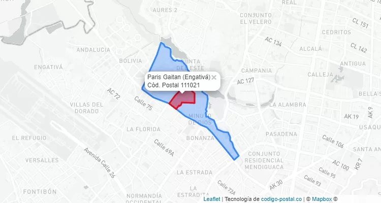 CEP Bairro Paris Gaitan em Engativá, Bogotá
