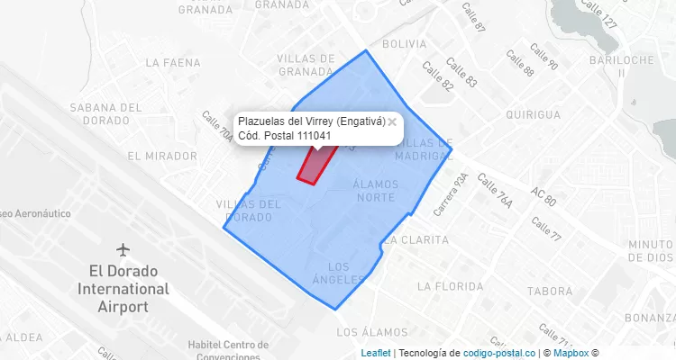 Código Postal Barrio Plazuelas del Virrey en Engativá, Bogotá