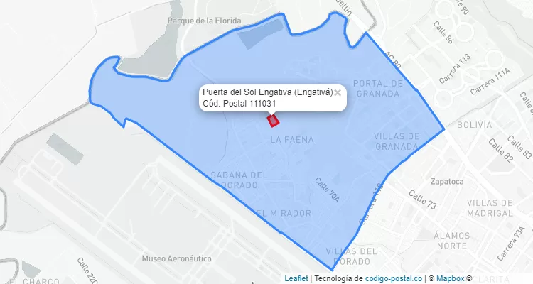 Código Postal Barrio Puerta del Sol Engativa en Engativá, Bogotá