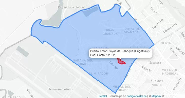 Código Postal Barrio Puerto Amor Playas del Jaboque en Engativá, Bogotá