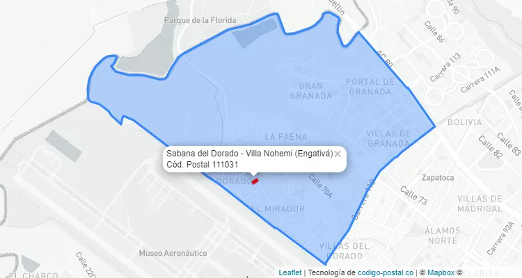 ZIP Code Locality Sabana del Dorado - Villa Nohemi in Engativá, Bogotá