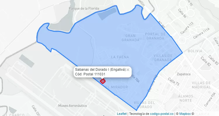Código Postal Barrio Sabanas del Dorado I en Engativá, Bogotá