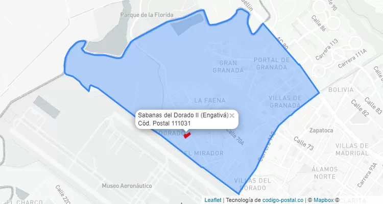 Código Postal Barrio Sabanas del Dorado II en Engativá, Bogotá