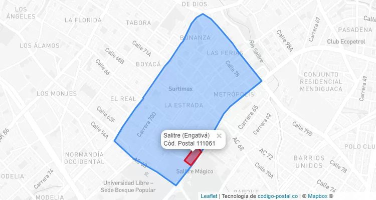ZIP Code Locality Salitre in Engativá, Bogotá