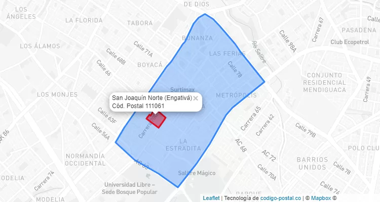 CEP Bairro San Joaquín Norte em Engativá, Bogotá