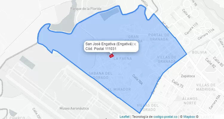 Código Postal Barrio San José Engativa en Engativá, Bogotá