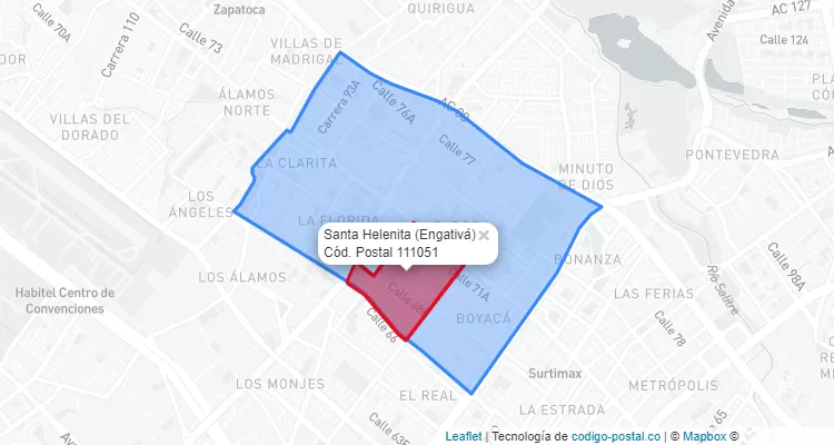Código Postal Barrio Santa Helenita en Engativá, Bogotá