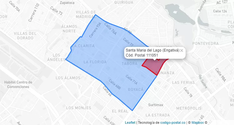 Código Postal Barrio Santa Maria del Lago en Engativá, Bogotá
