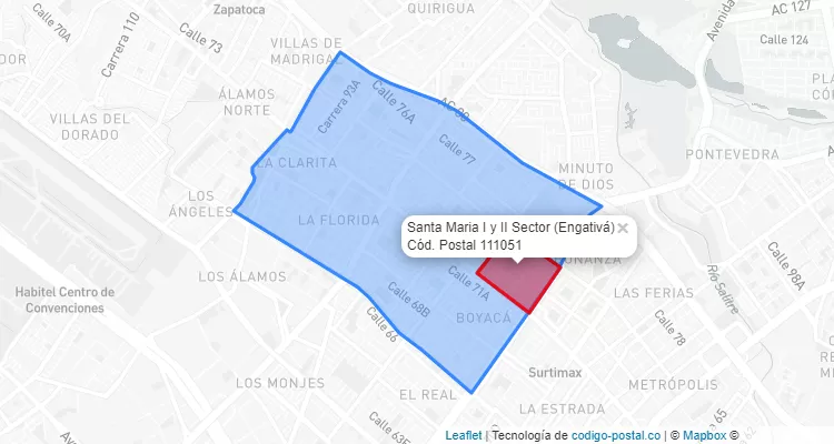Código Postal Barrio Santa Maria I y II Sector en Engativá, Bogotá
