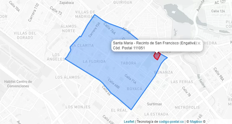 Código Postal Barrio Santa Maria - Recinto de San Francisco en Engativá, Bogotá
