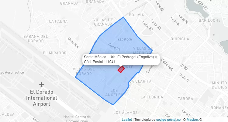 Código Postal Barrio Santa Mónica - Urb. El Pedregal en Engativá, Bogotá