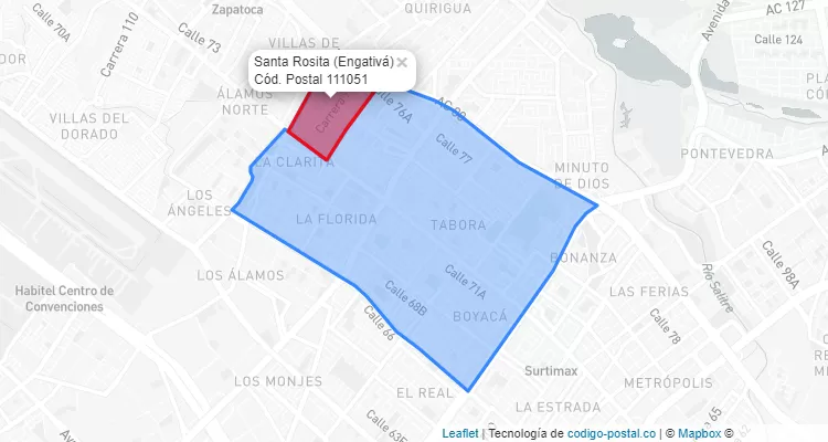 Código Postal Barrio Santa Rosita en Engativá, Bogotá