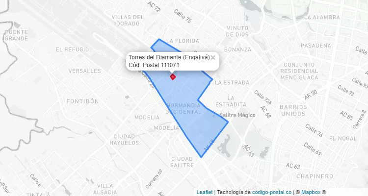 Código Postal Barrio Torres del Diamante en Engativá, Bogotá