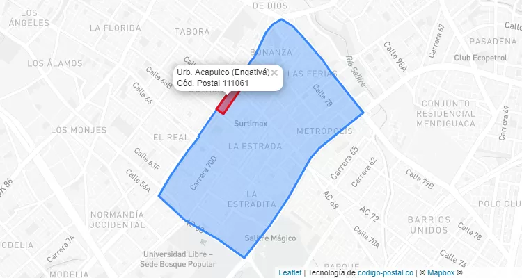 ZIP Code Locality Urb. Acapulco in Engativá, Bogotá