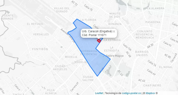 Código Postal Barrio Urb. Caracoli en Engativá, Bogotá