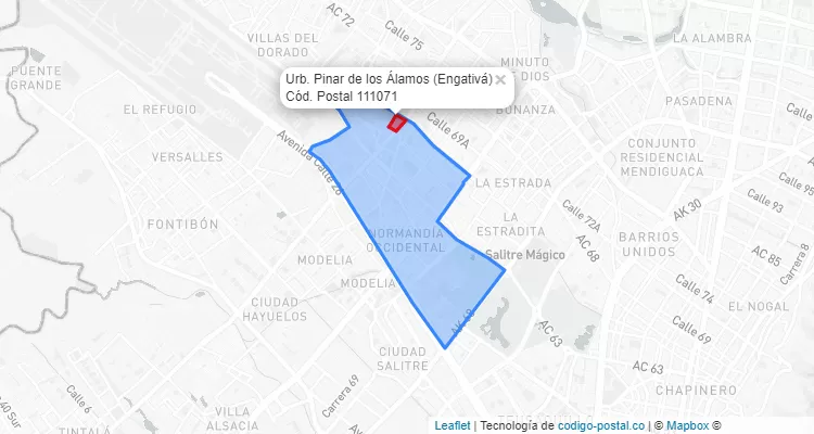 Código Postal Barrio Urb. Pinar de los Álamos en Engativá, Bogotá