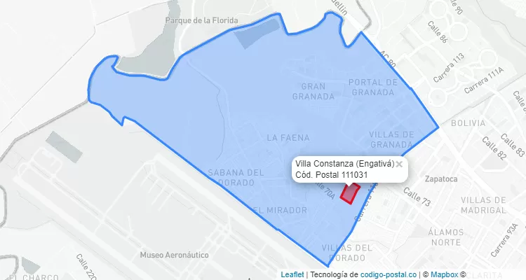 ZIP Code Locality Villa Constanza in Engativá, Bogotá