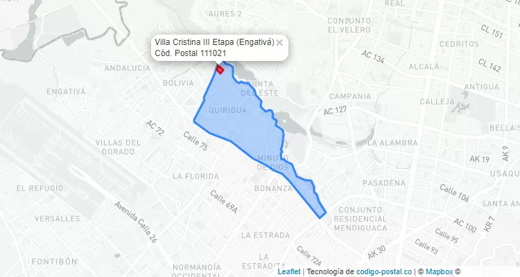 Código Postal Barrio Villa Cristina III Etapa en Engativá, Bogotá
