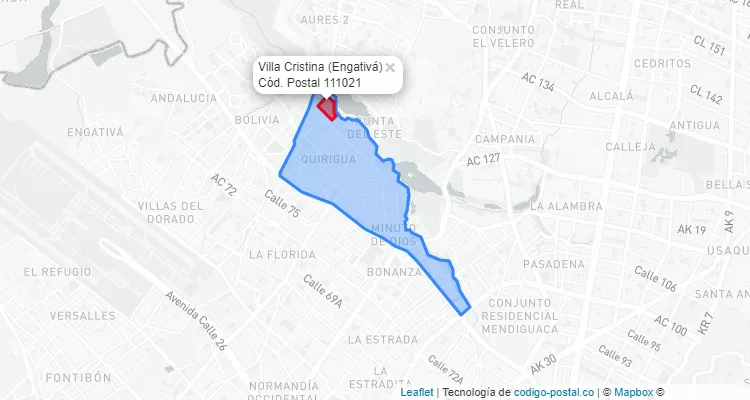 Código Postal Barrio Villa Cristina en Engativá, Bogotá