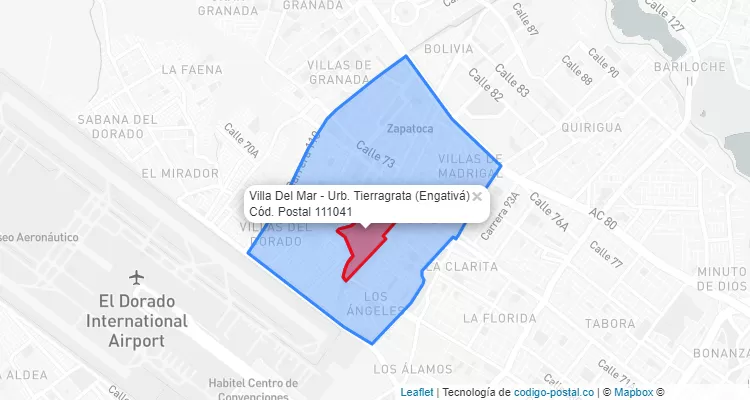 Código Postal Barrio Villa Del Mar - Urb. Tierragrata en Engativá, Bogotá
