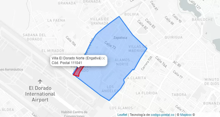 Código Postal Barrio Villa El Dorado Norte en Engativá, Bogotá