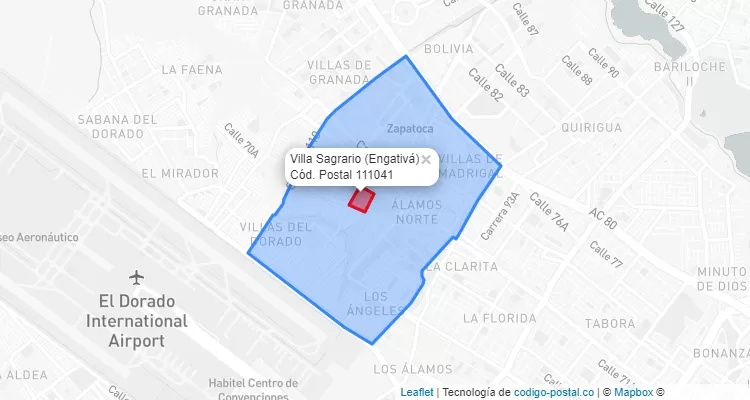 Código Postal Barrio Villa Sagrario en Engativá, Bogotá