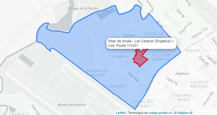 Código Postal Barrio Villas de Alcalá - Los Cerezos en Engativá, Bogotá