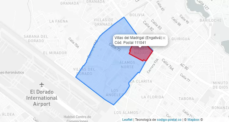 Código Postal Barrio Villas del Madrigal en Engativá, Bogotá