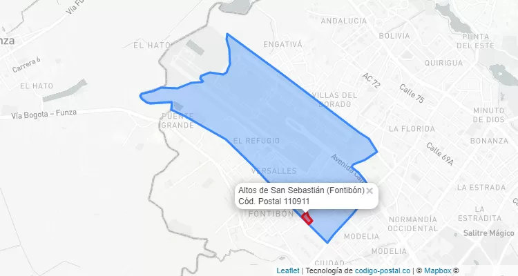 Código Postal Barrio Altos de San Sebastián en Fontibón, Bogotá