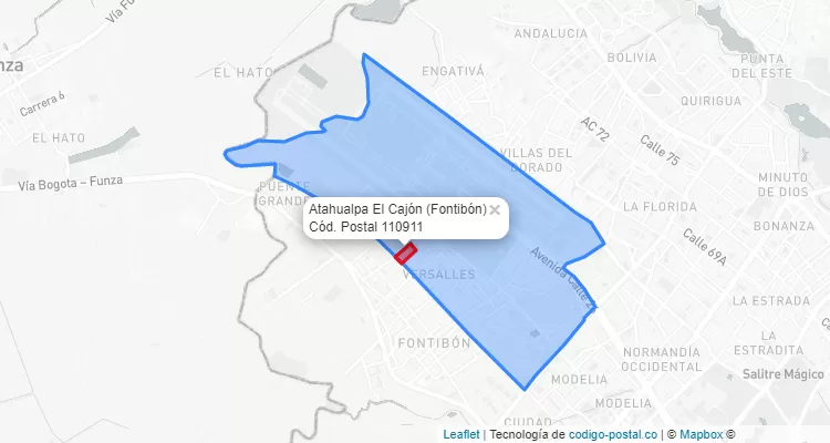 Código Postal Barrio Atahualpa El Cajón en Fontibón, Bogotá