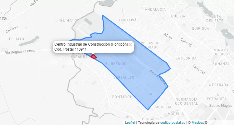 Código Postal Barrio Centro Industrial de Construcción en Fontibón, Bogotá