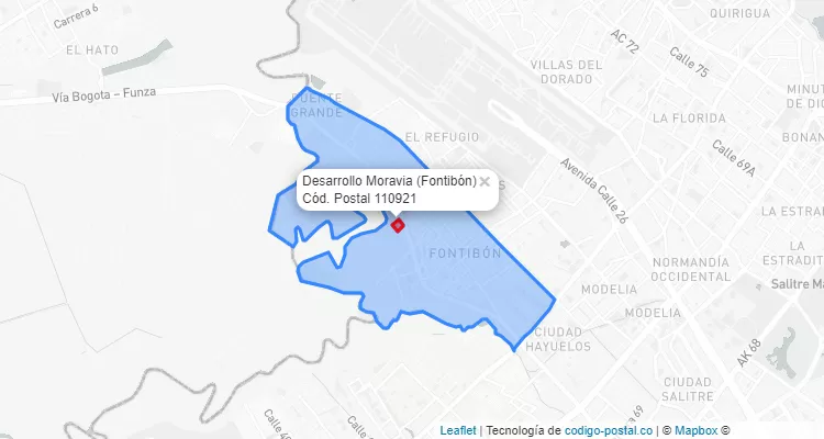 Código Postal Barrio Desarrollo Moravia en Fontibón, Bogotá