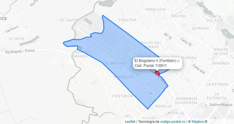 Código Postal Barrio El Bogotano II en Fontibón, Bogotá