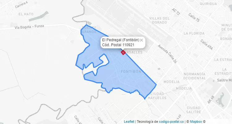 ZIP Code Locality El Pedregal in Fontibón, Bogotá