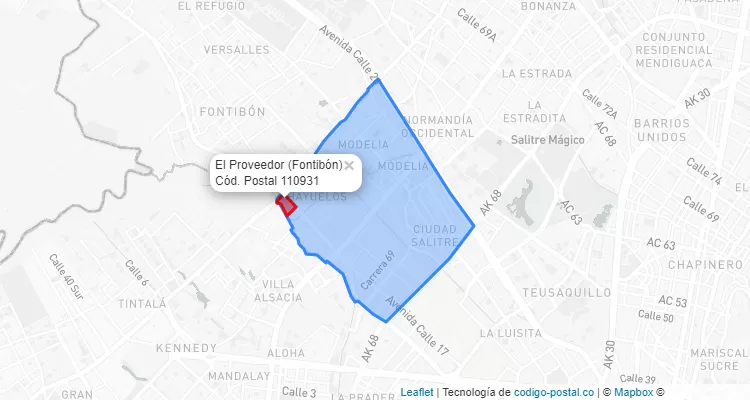 CEP Bairro El Proveedor em Fontibón, Bogotá
