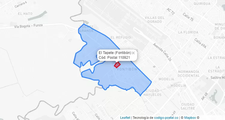 Código Postal Barrio El Tapete en Fontibón, Bogotá