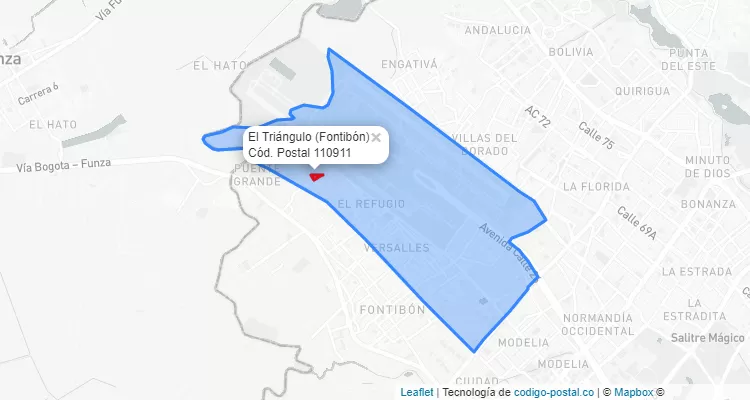 Código Postal Barrio El Triángulo en Fontibón, Bogotá