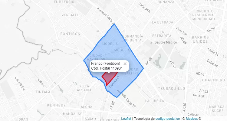 Código Postal Barrio Franco en Fontibón, Bogotá