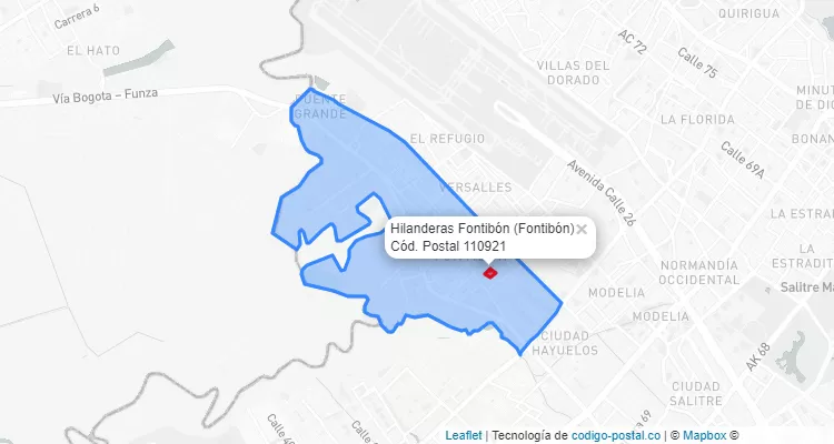 Código Postal Barrio Hilanderas Fontibón en Fontibón, Bogotá