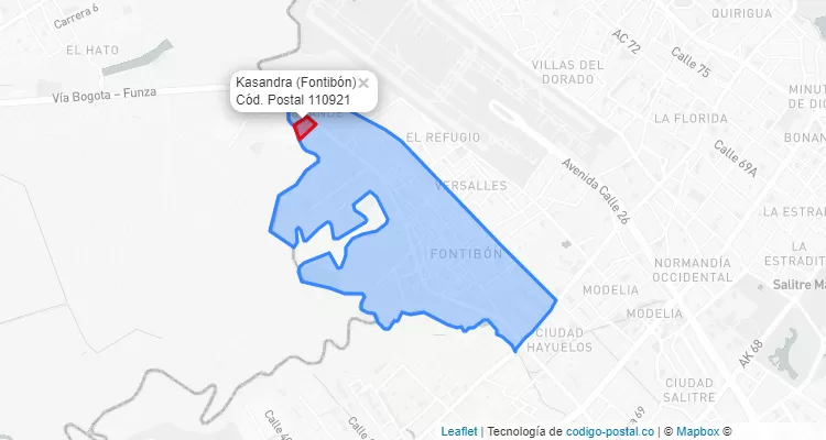 Código Postal Barrio Kasandra en Fontibón, Bogotá