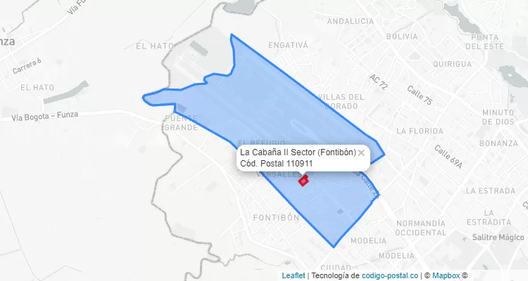 Código Postal Barrio La Cabaña II Sector en Fontibón, Bogotá