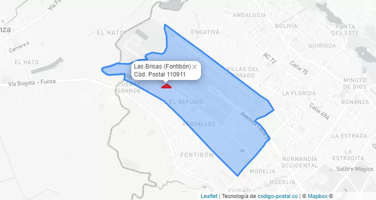CEP Bairro Las Brisas em Fontibón, Bogotá