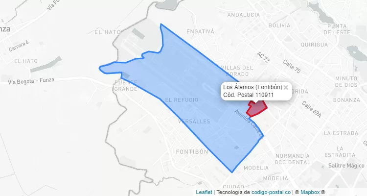 ZIP Code Locality Los Álamos in Fontibón, Bogotá