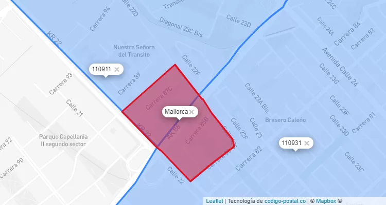 ZIP Code Locality Mallorca in Fontibón, Bogotá