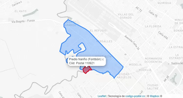 Código Postal Barrio Predio Nariño en Fontibón, Bogotá