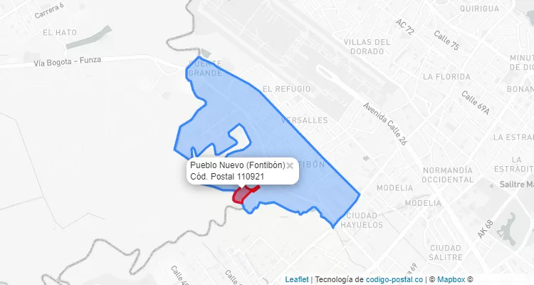 Código Postal Barrio Pueblo Nuevo en Fontibón, Bogotá