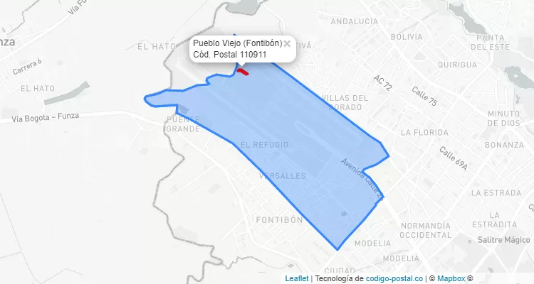 ZIP Code Locality Pueblo Viejo in Fontibón, Bogotá