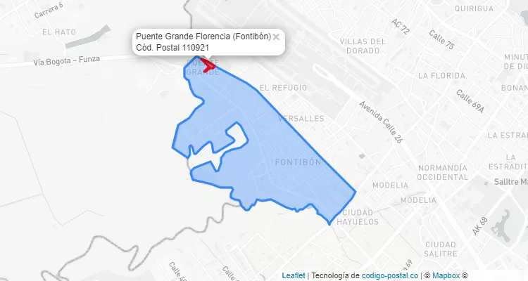 Código Postal Barrio Puente Grande Florencia en Fontibón, Bogotá