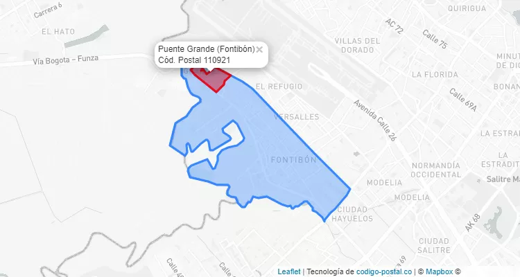 Código Postal Barrio Puente Grande en Fontibón, Bogotá