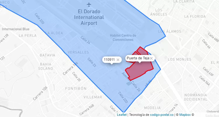ZIP Code Locality Puerta de Teja in Fontibón, Bogotá